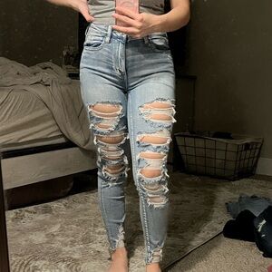 American Eagle Outfitters Ripped Light Blue Skinny Jeans